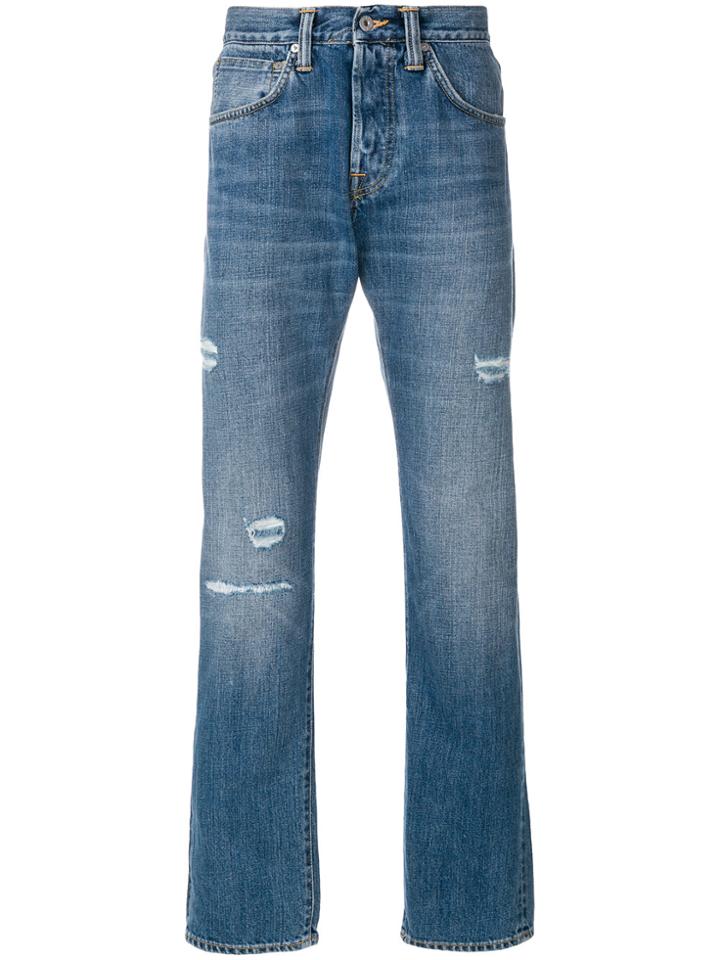 Edwin Distressed Straight Jeans - Blue