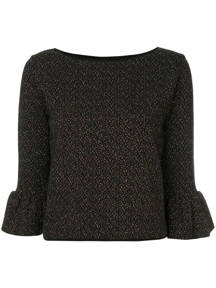 Ingie Paris Jacquard Lame Knitted Top - Black