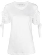 Victoria Victoria Beckham Ruched Cut Out Sleeve T-shirt - White