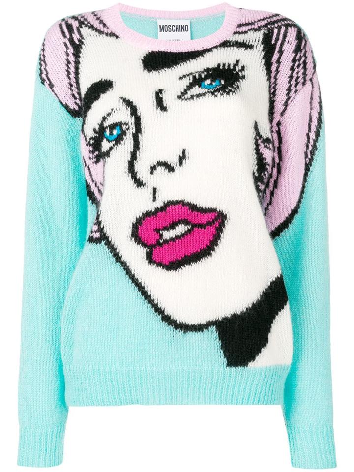 Moschino 'eyes' Knitted Sweater - Blue