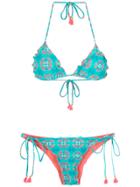 Brigitte Printed Triangle Bikini Set - Blue