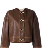 Marni Leather Hook And Eyelet Jacket - Brown