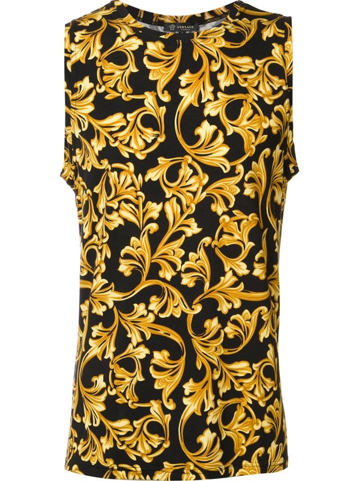 Versace 'barocco' Print Tank Top, Men's, Size: Vi, Black, Spandex/elastane/viscose