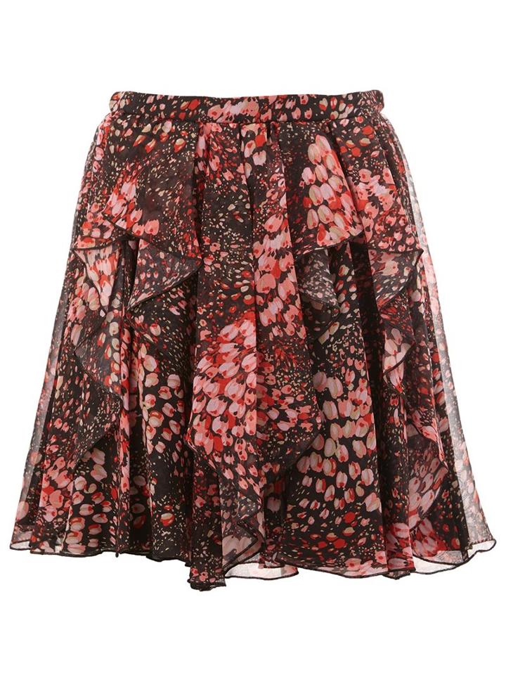 Giambattista Valli Floral Print Pleated Skirt, Women's, Size: 42, Black, Silk