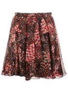 Giambattista Valli Floral Print Pleated Skirt, Women's, Size: 42, Black, Silk
