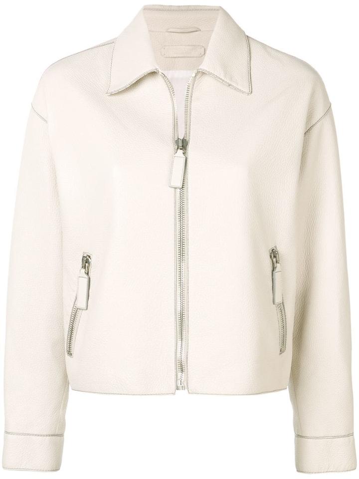 Bottega Veneta Boxy Leather Jacket - Neutrals
