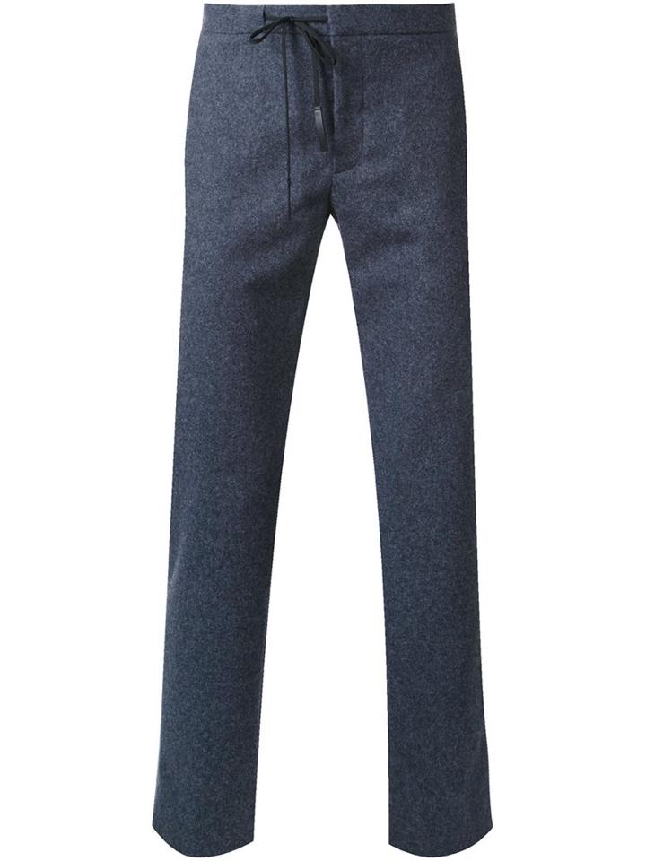 Maison Margiela Drawstring Straight Leg Trousers, Men's, Size: 44, Grey, Nylon/wool