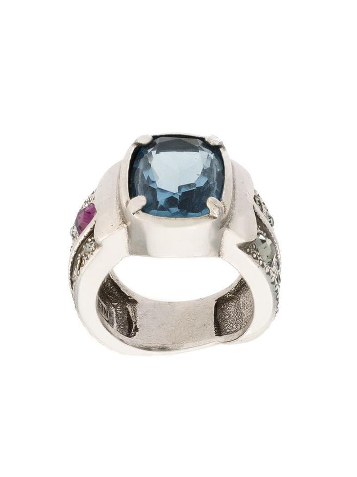 Camila Klein Cravado Com Strass Ring - Metallic