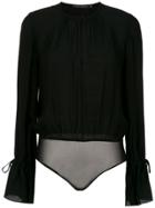 Andrea Marques Ruched Bodysuit - Black