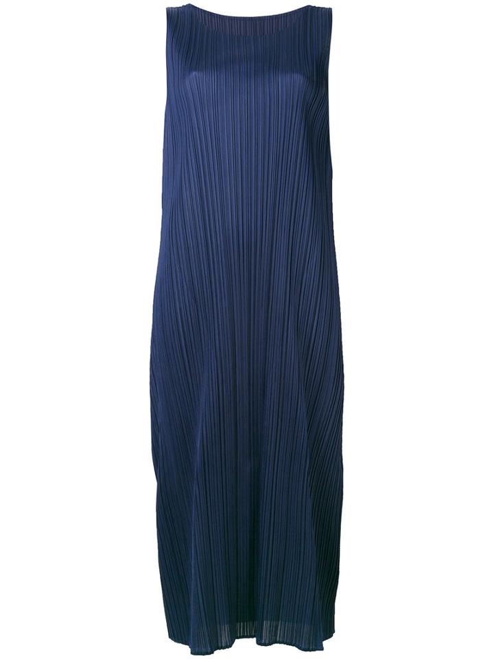 Pleats Please By Issey Miyake - Sleeveless Plissé Midi Dress - Women - Polyester - 4, Blue, Polyester