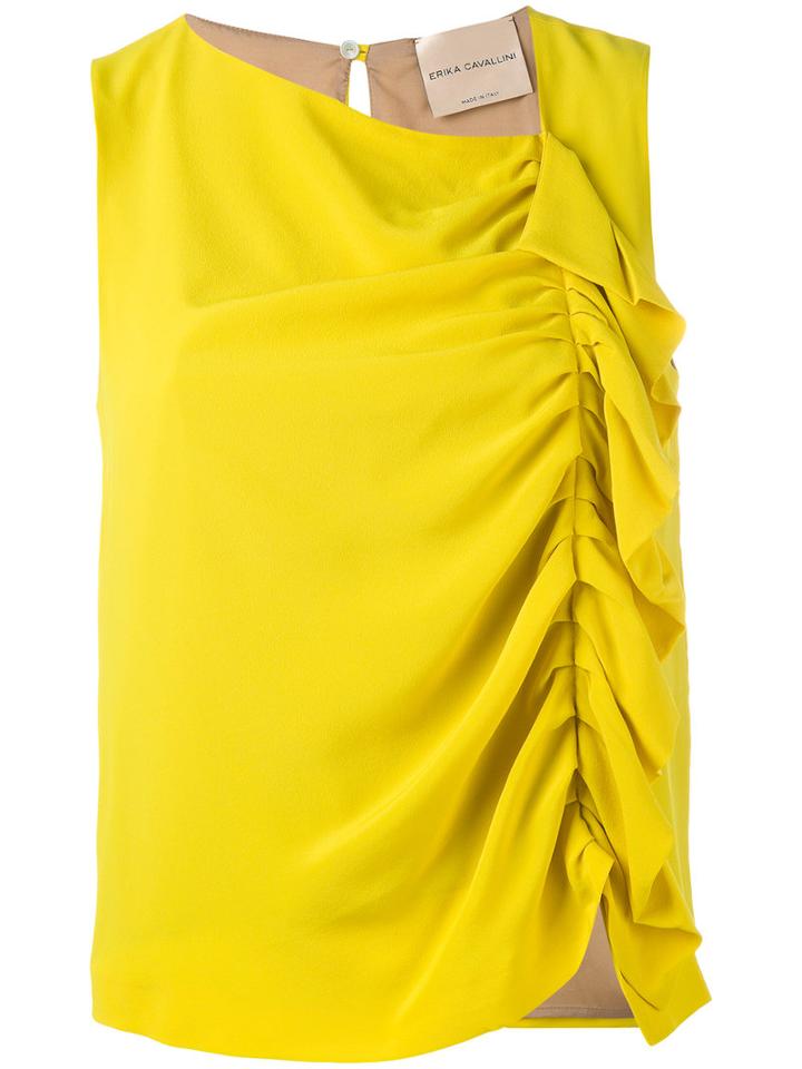 Erika Cavallini - Ruched Top - Women - Silk/acetate/viscose - 44, Yellow/orange, Silk/acetate/viscose