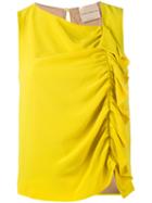 Erika Cavallini - Ruched Top - Women - Silk/acetate/viscose - 44, Yellow/orange, Silk/acetate/viscose