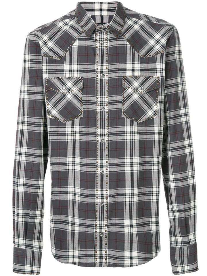 Dolce & Gabbana Checked Studded Shirt - White