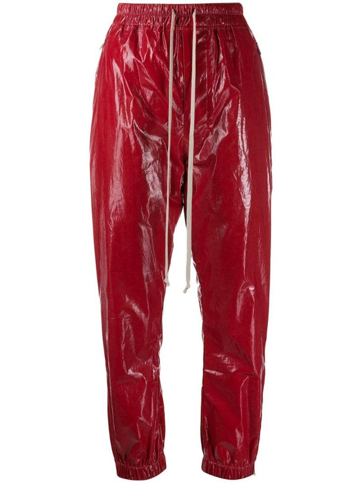 Rick Owens Coated Drawstring Trousers - Red