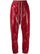 Rick Owens Coated Drawstring Trousers - Red