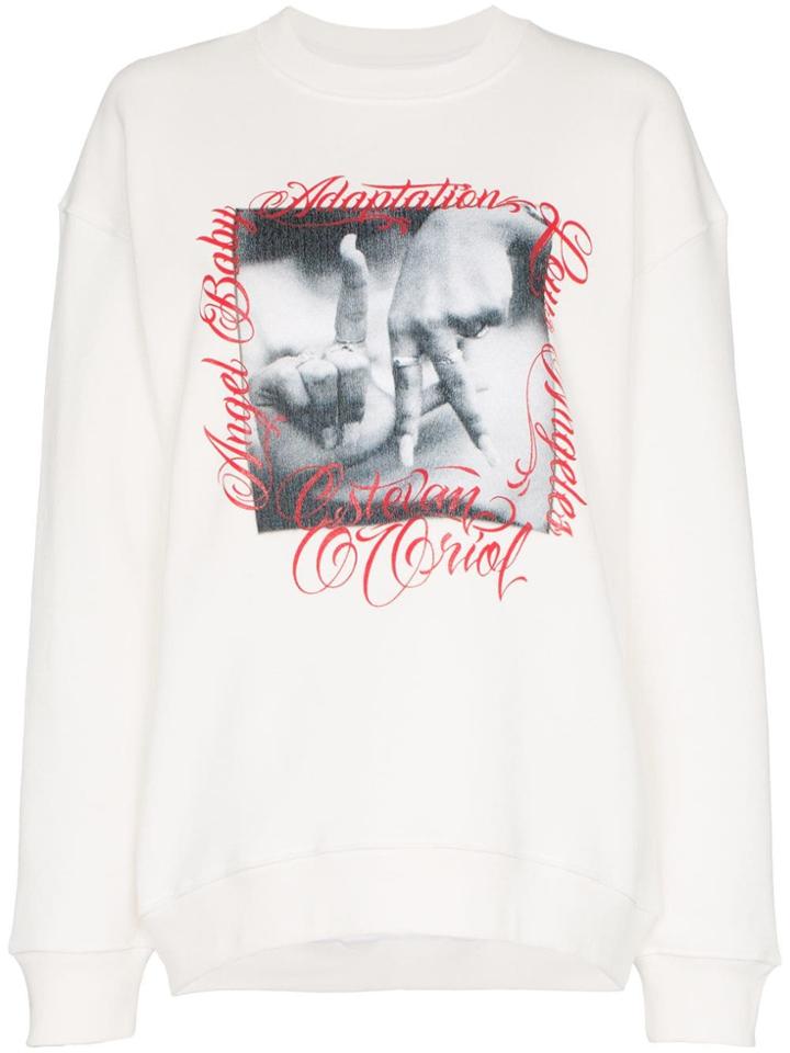 Adaptation Graphic Print Long-sleeved Cotton Jumper - White