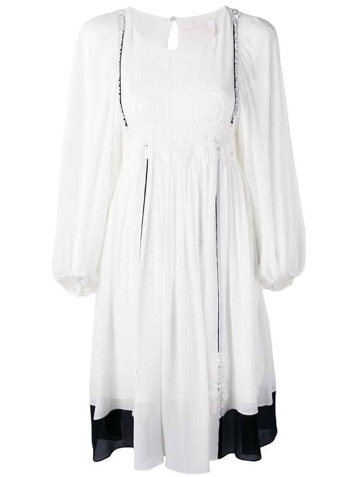 Chloé - Layered Frill Dress - Women - Silk/cotton/polyester - 38, Women's, White, Silk/cotton/polyester