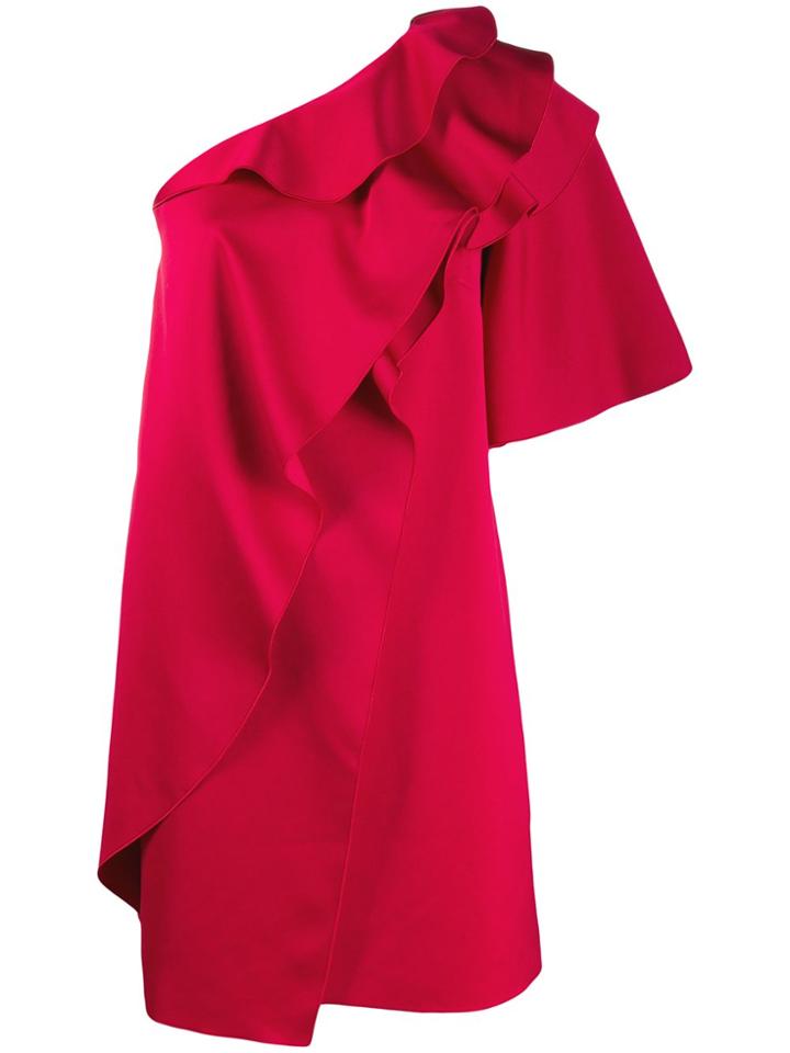 Paule Ka Ruffled One-shoulder Dress - Red