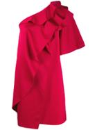 Paule Ka Ruffled One-shoulder Dress - Red