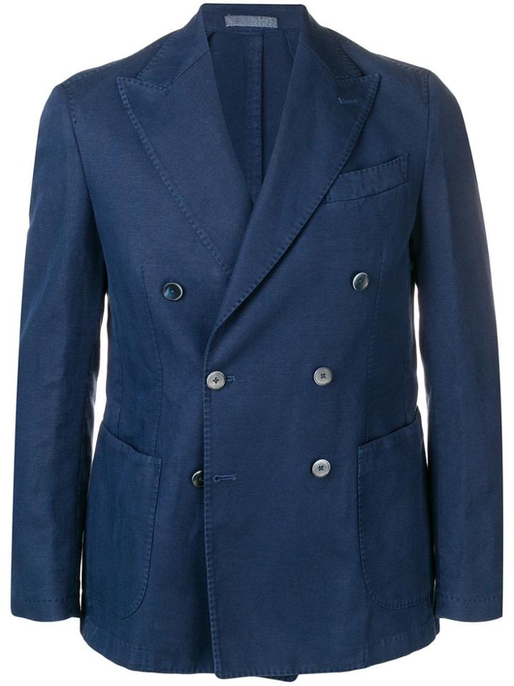 0909 Double Breasted Blazer - Blue