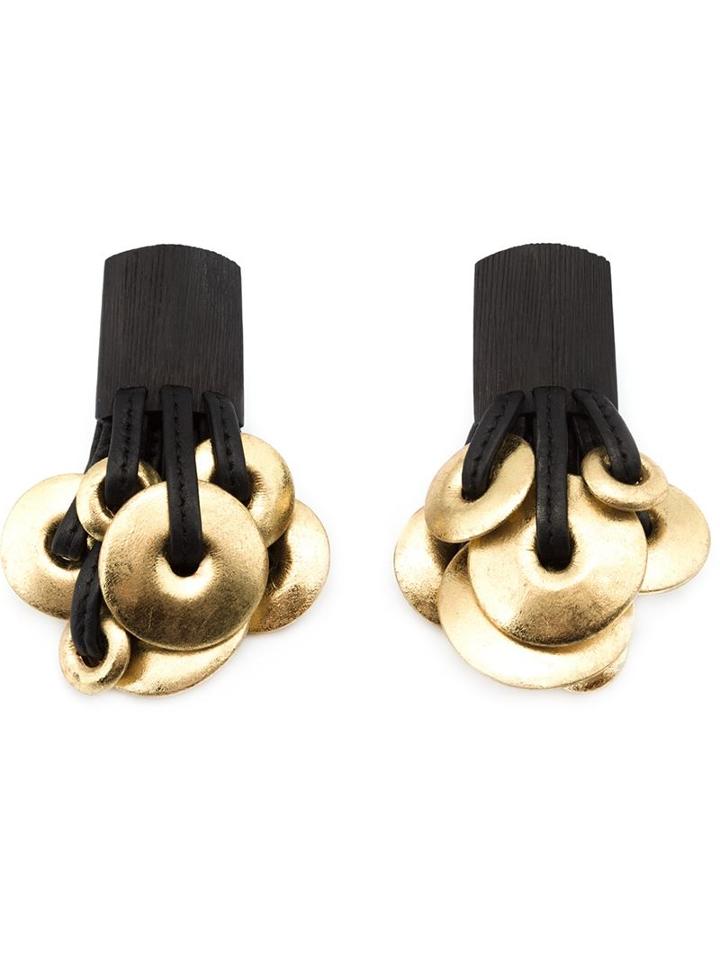 Monies Disc Cluster Clip On Earrings, Women's, Black