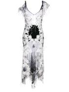 Amen Sheer Floral Embellished Dres - White