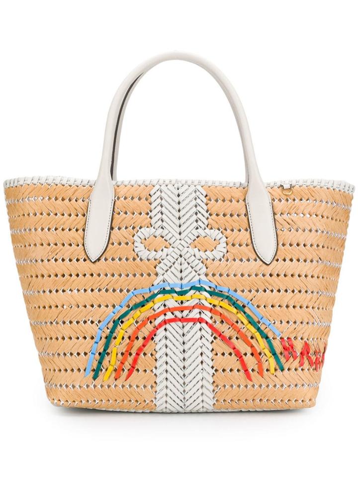Anya Hindmarch Rainbow Woven Wicker Basket - Neutrals