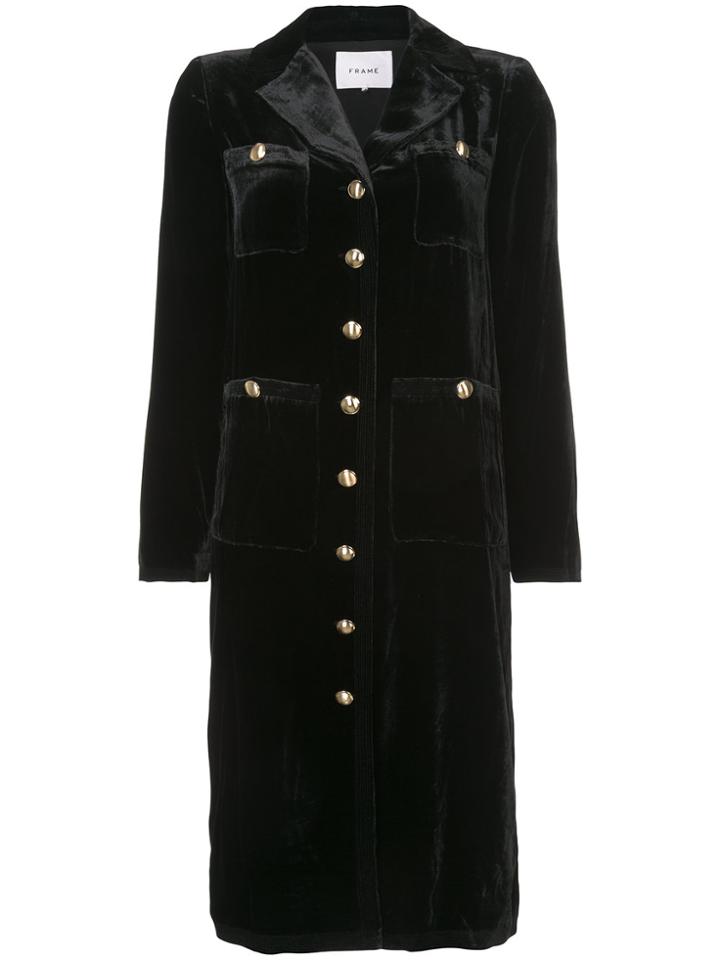 Frame Denim Large Buttoned Single Breasted Coat - Black