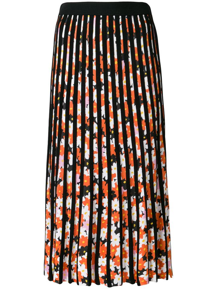 Kenzo Jackie Flowers Pleated Skirt - Black