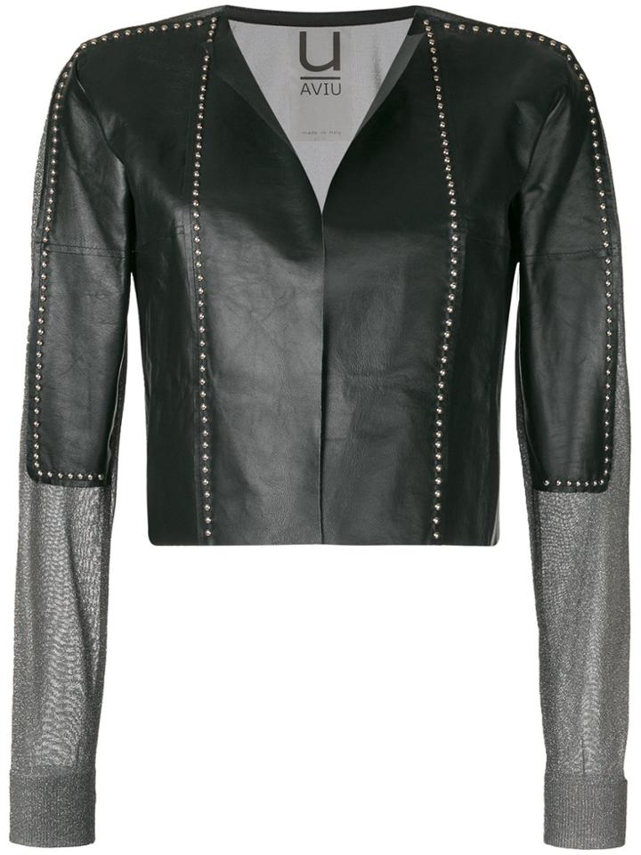 Aviù Studded Cropped Cardigan - Black