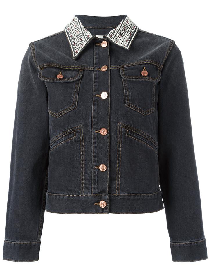 Isabel Marant Étoile Christa Denim Jacket, Women's, Size: 38, Grey, Cotton/buffalo Bone