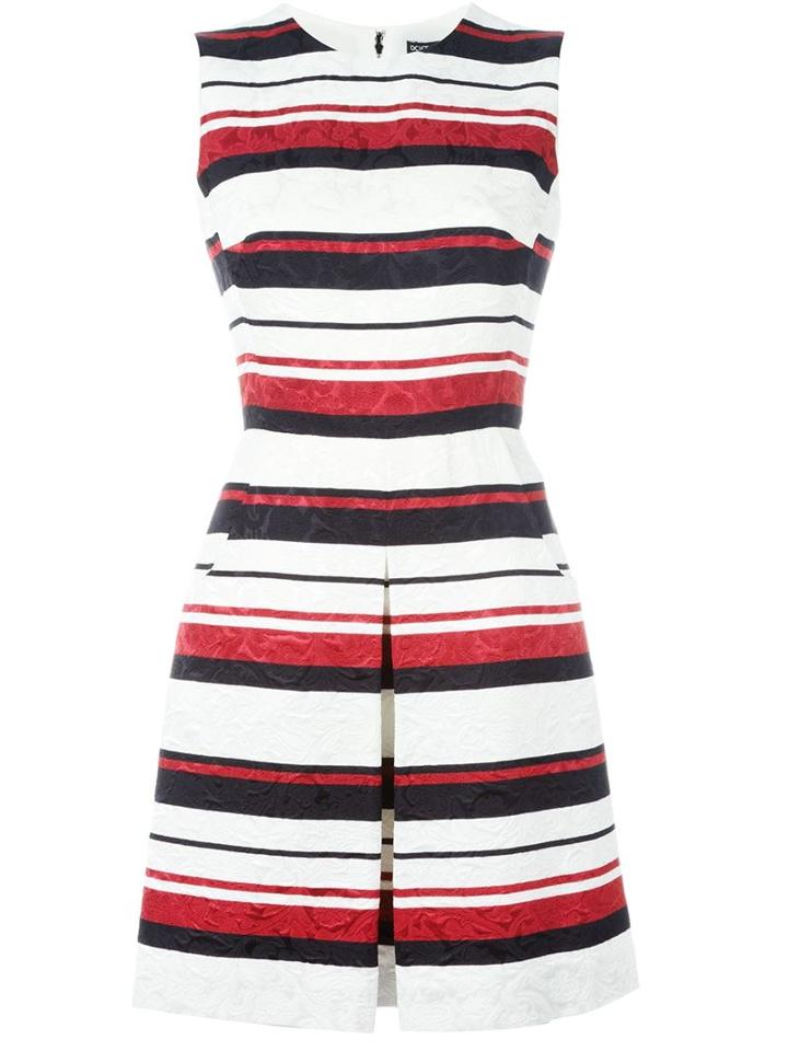 Dolce & Gabbana Striped Brocade Dress, Women's, Size: 42, White, Cotton/viscose/polyamide