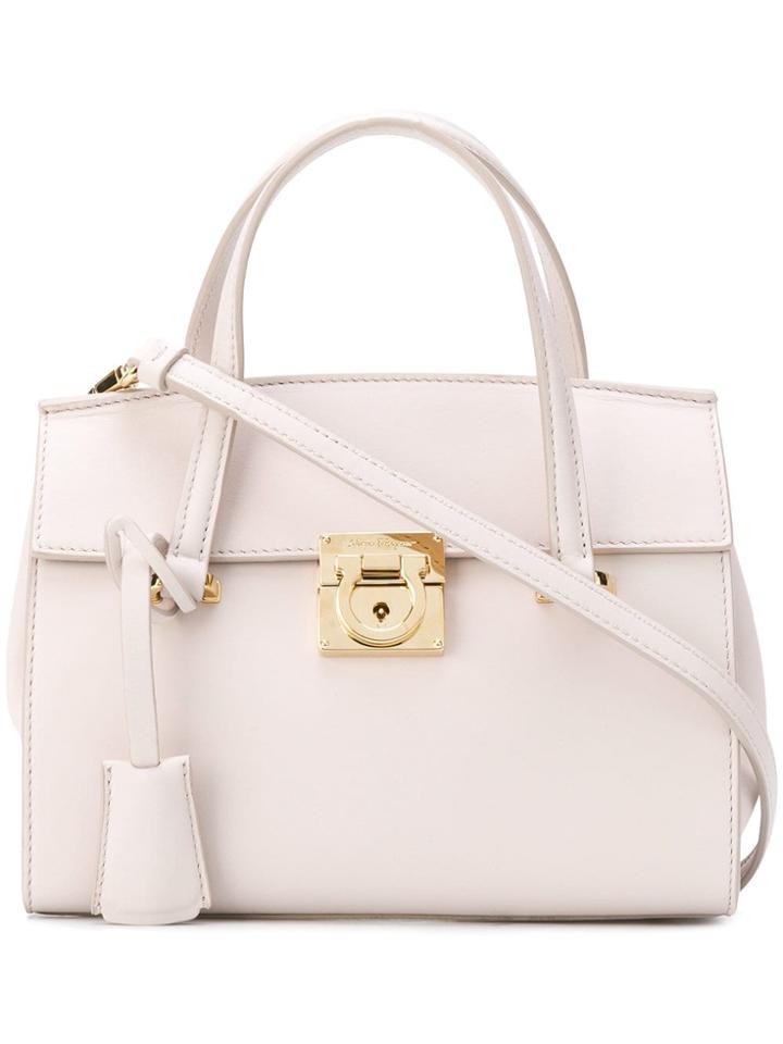 Salvatore Ferragamo Foldover Flap Mini Handbag - Nude & Neutrals