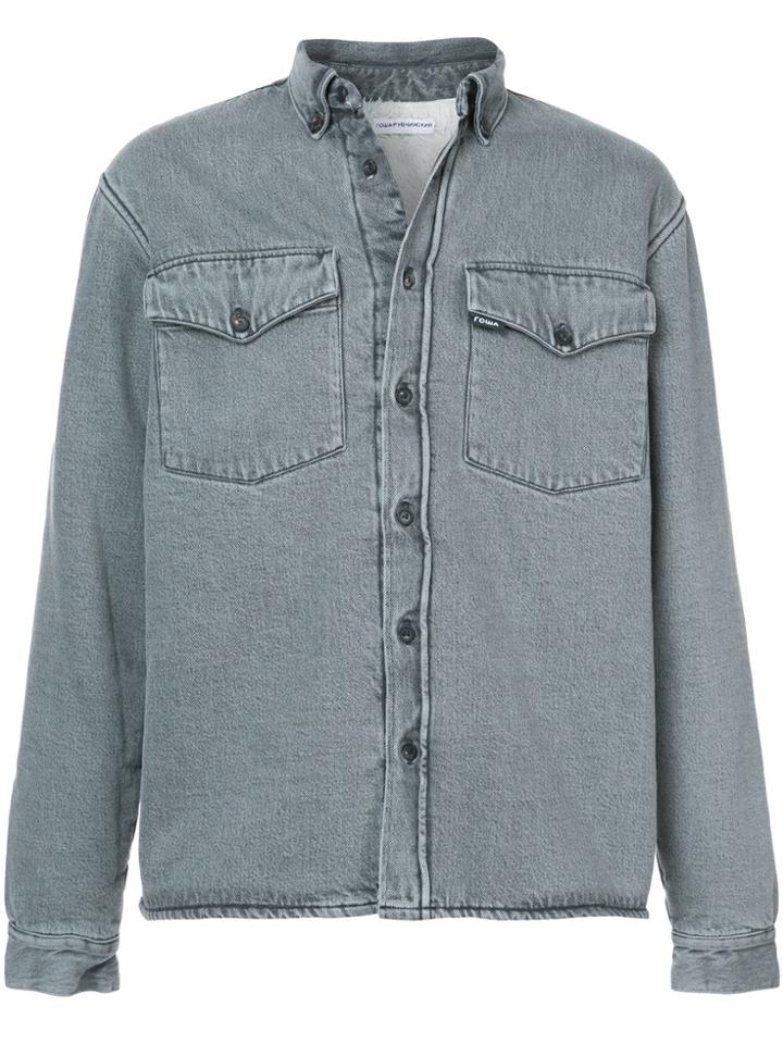Gosha Rubchinskiy Faux Fur Lined Denim Jacket - Grey