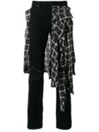 Unravel Project Trousers With Raw-edged Plaid Detail - Black