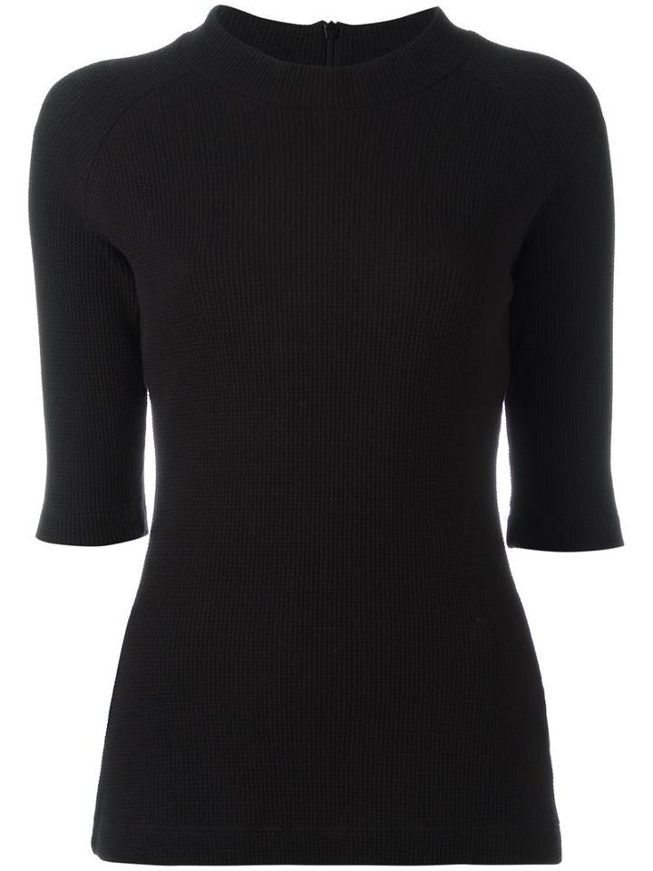 Mm6 Maison Margiela Waffle Jersey Turtleneck Top, Women's, Size: Small, Black, Cotton/spandex/elastane