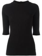 Mm6 Maison Margiela Waffle Jersey Turtleneck Top, Women's, Size: Small, Black, Cotton/spandex/elastane