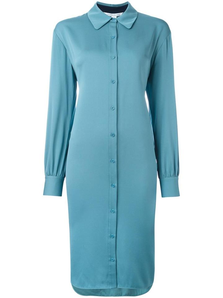 Dvf Diane Von Furstenberg Button Up Shirt Dress - Blue