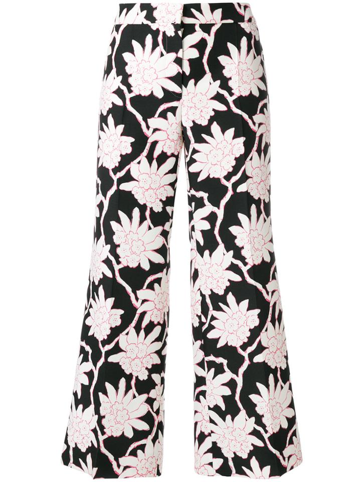 Valentino Floral Cropped Trousers - Black