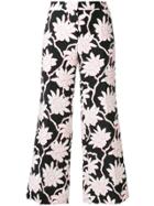 Valentino Floral Cropped Trousers - Black