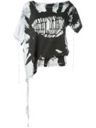 Ann Demeulemeester Printed Asymmetric T-shirt, Women's, Size: 38, White, Cotton