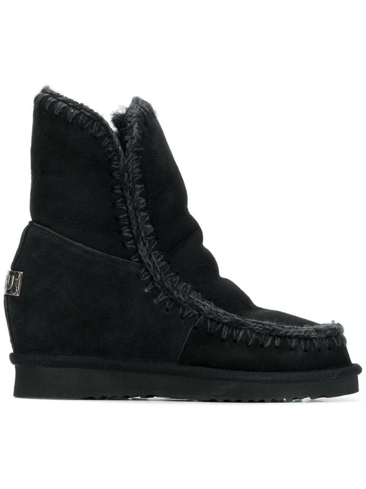 Mou Eskimo Wedge Boots - Black