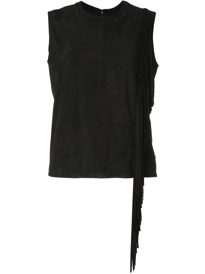 Ck Calvin Klein Sleeveless Fringe Top - Black
