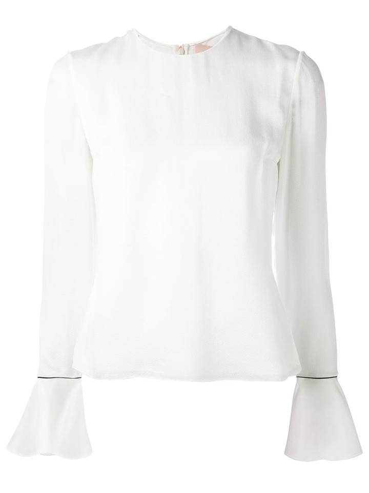 Roksanda Frill Sleeve Blouse, Women's, Size: 8, White, Silk/acetate/polyamide