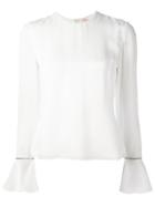 Roksanda Frill Sleeve Blouse, Women's, Size: 8, White, Silk/acetate/polyamide