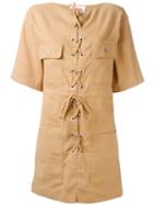 See By Chloé Front-tie Dress, Women's, Size: 36, Nude/neutrals, Cotton/linen/flax/spandex/elastane