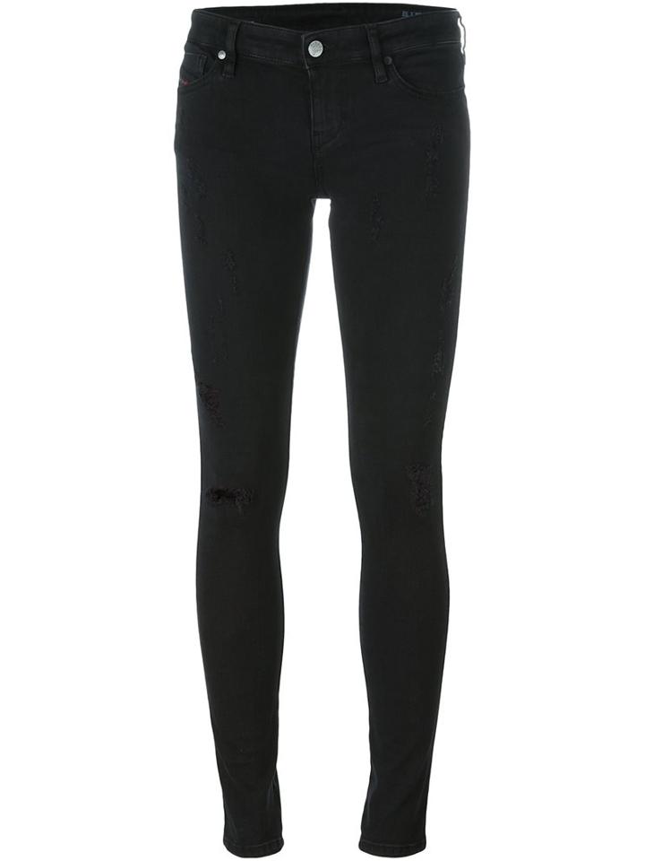 Diesel Super Slim Skinny Trousers, Women's, Size: 26/30, Black, Cotton/polyester/spandex/elastane