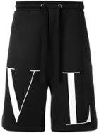 Valentino Logo Print Track Shorts - Black