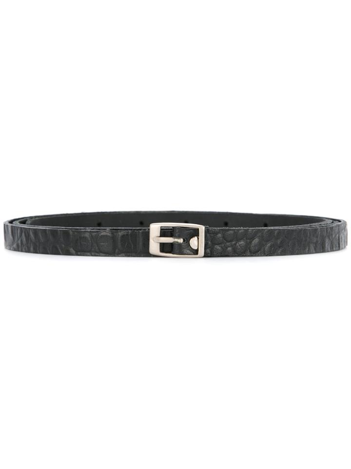 Zambesi Crocodile Effect Skinny Belt - Black