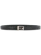 Zambesi Crocodile Effect Skinny Belt - Black